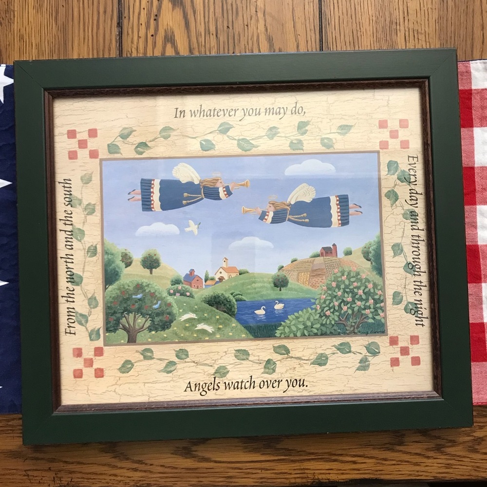 Framed Countryside Scene Print with Border